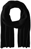 Phenix Cashmere Men's Half Cardigan Rib Knit Scarf, Black, One Size