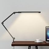 Swing Arm Lamp, LED Desk Lamp with Clamp, 9W Eye-Care Dimmable Light, Timer, Memory, 6 Color Modes, JolyJoy Modern Architect Table Lamp for Task Study Reading Working/Home Dorm Office (Black)