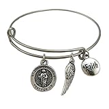 My Shape Saint Jude Thaddeus Pray for Us Charm Bracelet Stainless Steel Adjustable Wire Bangle Jesus Medal Jewelry
