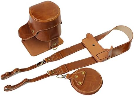 VIXFANNY PU Leather Camera Case Bag with Neck Strap and Accessories Storage Case Kit for Nikon D3400 with 18-55mm VR II Lens Compact System DSLR Camera - Brown