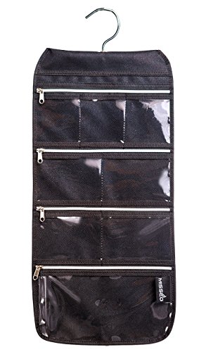 image for MISSLO 8 Zippered Pockets Travel Jewelry Roll up Organizer with Rotata