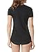 Tesla TM-FSS02-BLK_Medium Women's UPF 50+Vneck Swimshirt Loose-Fit Short Sleeve Rashguard FSS02