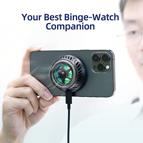 Phone Cooler Magnetic Wireless Charger: 15W Portable Fast Charging Pad Cooling Fan - Phone Radiator Compatible with Magsafe iPhone 13/12/Pro/Pro Max/Mini - Accessory for Gaming Live Streaming Vlog