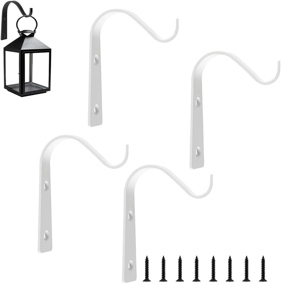 Outdoor Hanging Brackets - Lxoraziy 4 Pack 3 Inch Plant Hanger Bracket, Heavy-Duty Metal Hooks for Artworks, Iron Wall Hooks Decorative Metal Hooks, for Hanging Planter, Lanterns, Mason Jar, Bird Feeders, Wind Chimes