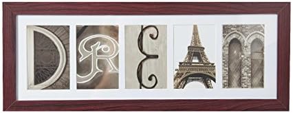 Imagine Letters 5-Opening Photo Collage Frame, White Matted Brown