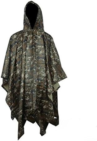 Cocominibox Men's Outdoor Hiking Mountaineering Camouflage Waterproof Jacket Raincoat Rainwear Cloak (Digital Jungle)