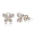 Kids Earrings - 925 Sterling Silver with a White Gold Tone Crystal Butterfly Secure Screw Back Earrings for Kids - Made With Swarovski Elements kids, children, girls, baby