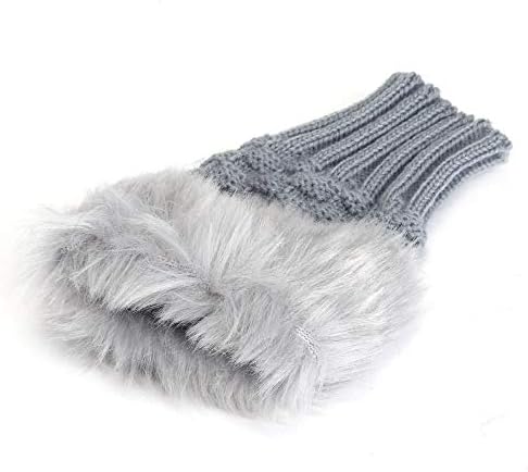 Famolt Women Girl Warm Winter Faux Rabbit Fur Wrist Fingerless Gloves Mittens