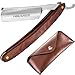 Hicarer Straight Razor for Men, Vintage Wood Handle Straight Edge Razors Stainless Steel to Shave and Cut Hair