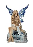 Veronese Design Resin Statues Sapphire Alluring Blue Butterfly Winged Fairy Statue 5 X 7 X 4 Inches Blue