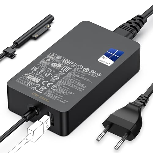 Surface Charger 127W 15V 8A Power Supply for Microsoft Surface Book 3/Book 2/1, Surface Laptop Studio 2/1, Surface Pro 11/10/9/8/7+/7/6/5/4/3/X, Surface Laptop 7/6/5/4/3, Windows Surface Go/Tablet