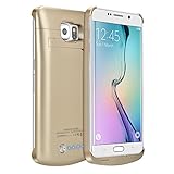S6 Battery Case,External Battery Case 4200mAh Portable Backup Battery Charger Cover Case Pack Compatible with Samsung Galaxy S6 Rechargeable Extended Power Bank Case(Gold)