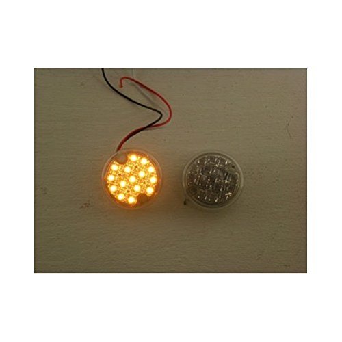 (2) Amber 3" Round 15 LED Surface Mount Park Turn Signal Lights / Clear Lens