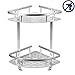 Bathroom Corner Shelf ,2 Tiers Shower Shelf (No Drilling) Durable Aluminum Adhesive Suction Corner Shelves