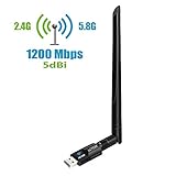 LGTERK 1200Mbps USB 3.0 Wifi Adapter with 5dBi Antenna Dual Band (5G/866Mbps + 2.4G/300Mbps) Wireless Network Adapter for PC/Desktop/Laptop, Wifi Dongle for Windows 10/8/7/Vista/XP Mac OS (USB 3.0)