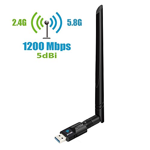 LGTERK 1200Mbps USB 3.0 Wifi Adapter with 5dBi Antenna Dual Band (5G/866Mbps + 2.4G/300Mbps) Wireless Network Adapter for PC/Desktop/Laptop, Wifi Dongle for Windows 10/8/7/Vista/XP Mac OS (USB 3.0)