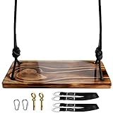 Wooden Tree Swing,Micsci Carbonized Hanging Wooden