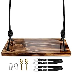 Wooden Tree Swing,Micsci Carbonized Hanging Wooden