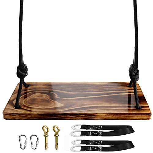 Wooden Tree Swing,Micsci Carbonized Hanging Wooden