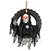 Halloween Haunters Animated Hanging Talking Moving Skeleton Head Death Reaper in Tire Swing Prop Decoration - 16