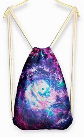 Pixel backpack - 2016 Womens Galaxy/Cat/Unicorn 3D Print Rope Backpack Bucket Canvas Bags Satchel style Galaxy Swirl