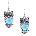 Acxico Retro Turquoise Black Onyx Inlaid Owl Pendant Stud Earrings