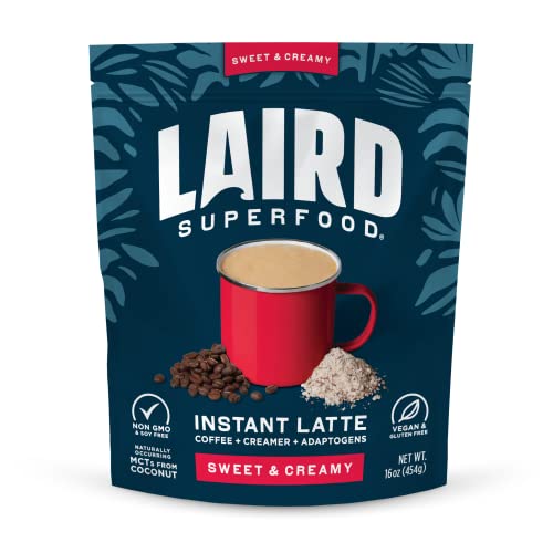 Laird Superfood Instant Latte 100 Arabica Coffee Sweet & Creamy, Non