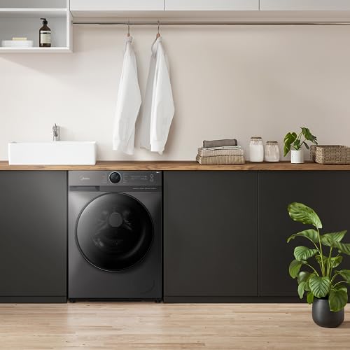 Midea 10/7 KG Smart Washer Dryer with BLDC Inverter Motor, 1400 RPM, Fully Automatic Front Load Washing & Drying Combo Wi-Fi Machine, 16 Programs-Allergy/Steam Care/Auto Clean, Titanium, MF200D100WBT