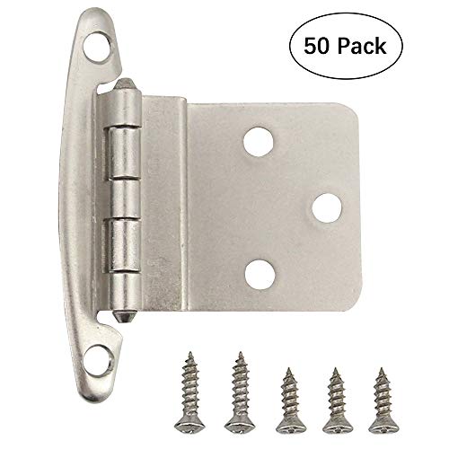 Hardware 3/8 Inch Face Mount Inset Satin Nickel Kitchen Door Cabinet Hinges, 50 Pack(25 Pairs) - Thumbnail 7