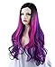 SEIKEA Women Color Wig Long Curly Hair Ombre with Root Girl Cosplay Costume Heat Resistant Synthetic Hairpiece ((#GB2312) Purple)