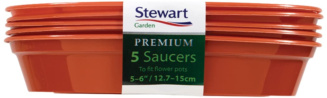 Stewart 4842014 13 - 15 cm Flower Pot Saucer - Orange/Terracotta (Pack of 5)