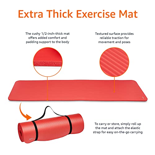 Amazon Basics Extra Thick Exercise Yoga Gym Floor Mat with Carrying