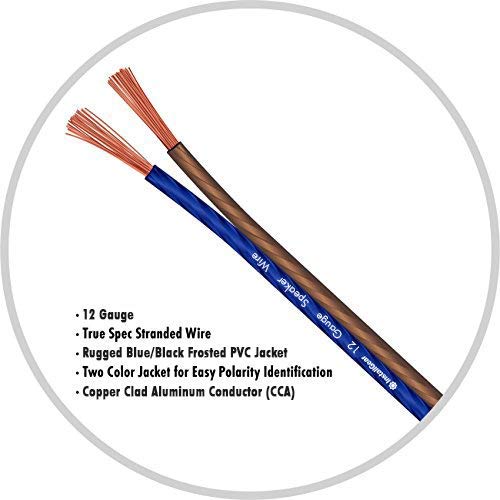 InstallGear 12 Gauge Speaker Wire AWG (100ft Blue/Black) Speaker Cable for Car Speakers