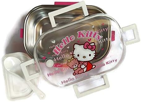 TickRight Steel Insulated Lunch Box in Transparent Cover with Cartoon Character (Hello Kitty)