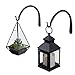 High-Quality Durable Forged Wrought Iron Wall Mountable 9 Inch Curved Bracket with Hook for Planters Bird Feeders and Lanterns Set of 2 Black
