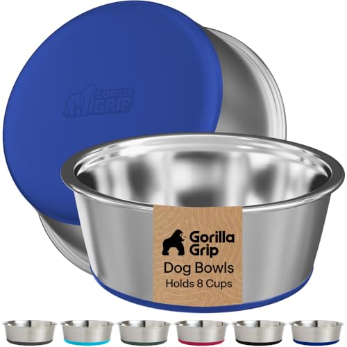 GORILLA GRIP Dog Bowl Set Blue