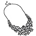 Fashion Single Chain Big Copy CCB Resin Simulated Pearl Bib Collar Choker Statement Necklace (Black Flower)