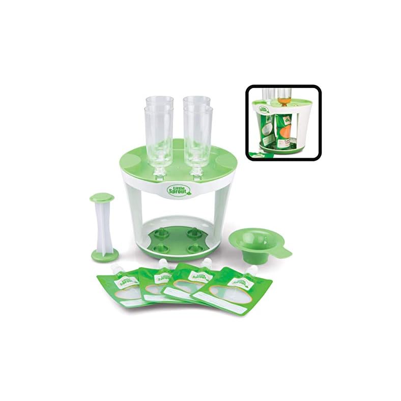 Baby Food Maker For Infants & Toddlers (11 Piece Set)- Make 4 6oz Food Squeeze Purees at Once w/ Fill Station, Pouches…
