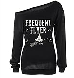 Lymanchi Women Halloween Off Shoulder Sweatshirt Long Sleeve Pumpkin Slouchy Pullover Tops