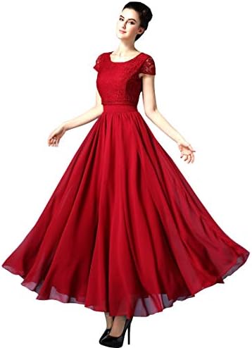 Aashish Garments Red Net Style Crepe Women Maxi Dress