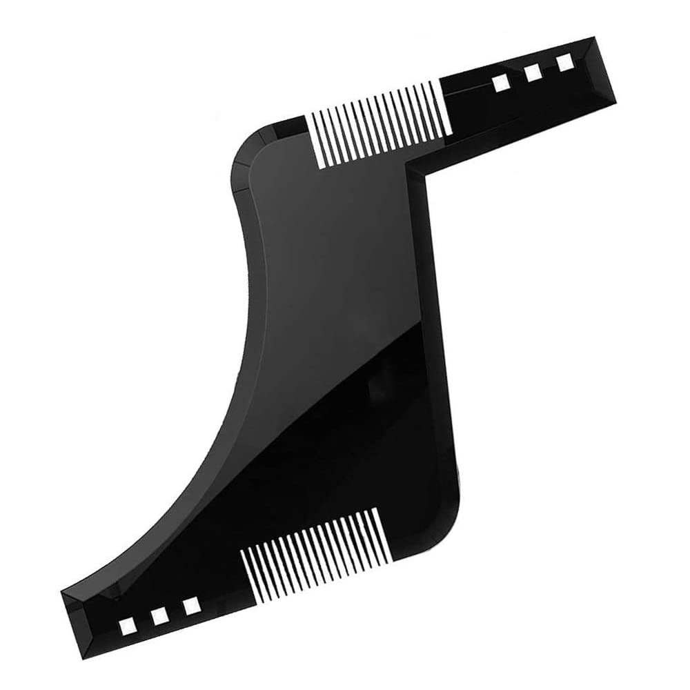 CAREOR 2 Pack Beard Shaper Template - Beard Shaping Tool with Inbuilt Comb - Works with a Beard Trimmer, Clipper, or Razor to Style Facial Hair and Beard (Transparent Black)