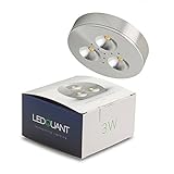 LEDQuant 3 Watt Dimmable Under Cabinet LED Light with Driver, Puck Light, Cool White