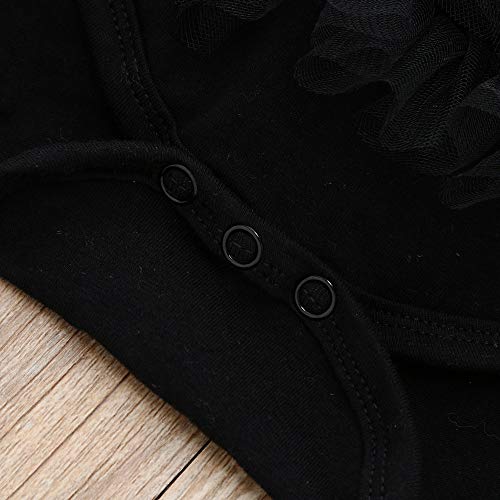 ❤️️ Mealeaf ❤️️ Infant Newborn Baby Girl Tulle Tutu Romper Bodysuit Clothes Headband Outfits Set 0-24 Month Black