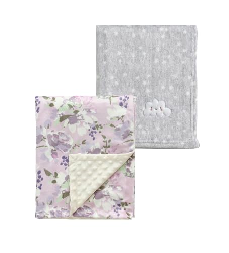 CREVENT Baby Blanket 30''X40'' Grey Cloud Minky Grape