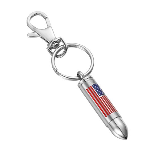 HooAMI USA American Flag Patriotic Bullet Keychain Key Ring Memorial Keepsakes 5cmx1cm