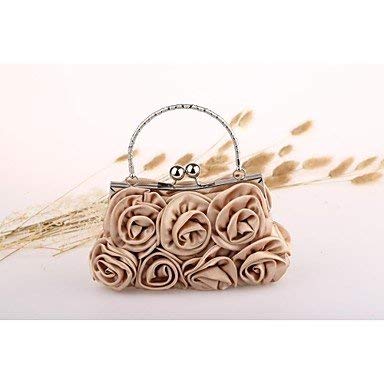 YOUTO Evening Party Clutch Bags Satin with More Flowers Wedding/Special Occasion Evening Handbags/Clutchs (Color : Apricot)