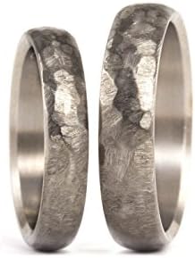 Set of two hammered titanter resistant, verium wedding bands. Classic and unique hammered rings. Way durable and hypoallergenic. (00021_4N5N)