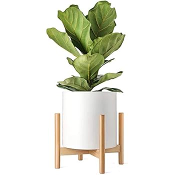Mkono Plant Stand Mid Century Wood Flower Pot Holder Display (Plant and Pot NOT Included) Potted Rack Rustic, Up to 14 Inch Planter, Natural