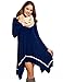 Meaneor Casual Dress for Women, Womens Long Sleeve Casual Irregular Hem Loose Tunic Shirt Dress for Her(Navy Blue,XXL)