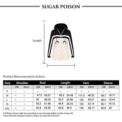SUGAR POISON Jackets for Women Plus Size, Active Full-Zip Mock Neck Hooded Coat with Pocket White Black M